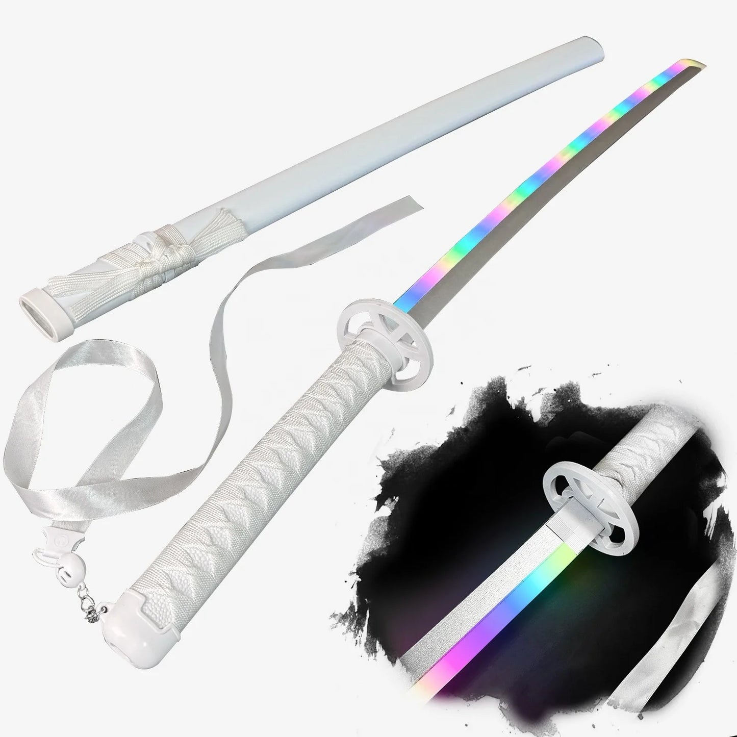 New Arrival Hot Sale 104CM Wooden Demon Slayer Spray LED Luminous Knife Multiple Colors Japanese Samurai Bamboo Toy Swords