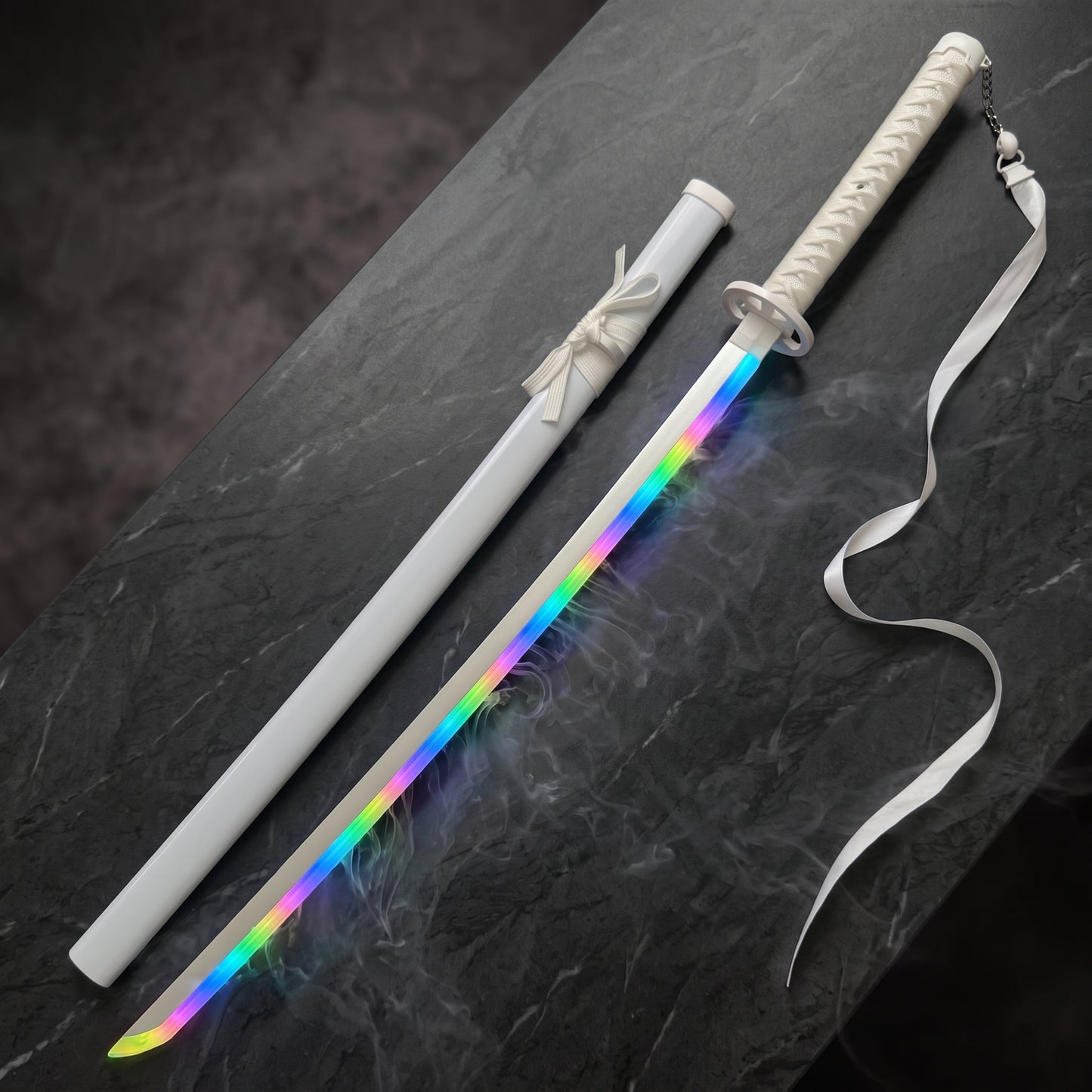 Katana LED RGB Uramasa 黒将 con efecto de humo | Tamaño real 104 cm
